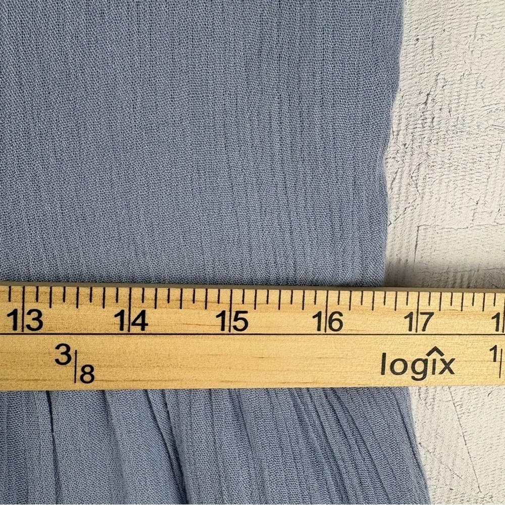 Blue Rain Women’s Mini Sleeveless Dress Blue and White Crocheted Lace Bodice L - Picture 4 of 6